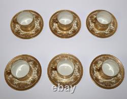 C. Ahrenfeldt Limoges Depose Gold-Encrusted (Set of 6) Demitasse Cups & Saucers