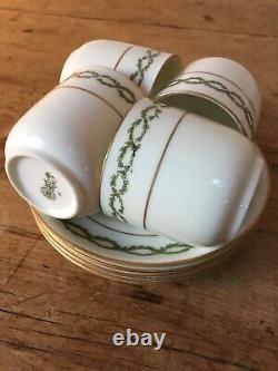 C MID 1920s Royal Doulton Set Of Coffee Cups & Saucers Green Laurel Pattern
