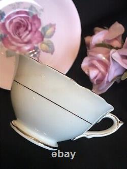 Cabbage Pink Rose Pink Tea Cup&Saucer Warrant Queen Lots Gold Cup has Crazing