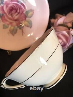 Cabbage Pink Rose Pink Tea Cup&Saucer Warrant Queen Lots Gold Cup has Crazing