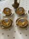Capean Tea Set Olive Green & Gold Tea Pot, Jug, Sugar Bowl, 4 Cups & Saucers