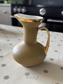 Capean Tea Set Olive Green & Gold Tea Pot, Jug, Sugar Bowl, 4 Cups & Saucers