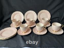 Carlton Ware Art Deco Demitasse Cups And Saucers Pink /Gold Hand Painted X SIX