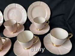 Carlton Ware Art Deco Demitasse Cups And Saucers Pink /Gold Hand Painted X SIX