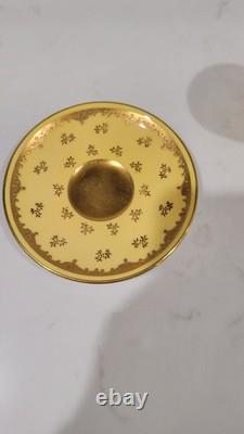 Cased 6 Coalport England Demitasse Cups And Saucers Yellow Gold 4566