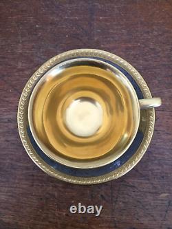 Cased Art Deco Tea Set for 6, Schlaggenwald, Czechoslovakia gilt, silver nudes