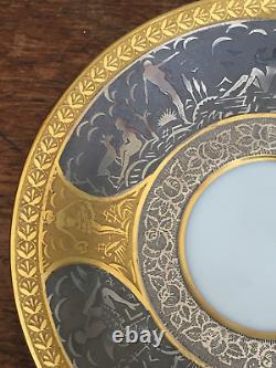 Cased Art Deco Tea Set for 6, Schlaggenwald, Czechoslovakia gilt, silver nudes