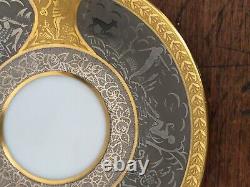 Cased Art Deco Tea Set for 6, Schlaggenwald, Czechoslovakia gilt, silver nudes