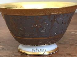 Cased Art Deco Tea Set for 6, Schlaggenwald, Czechoslovakia gilt, silver nudes