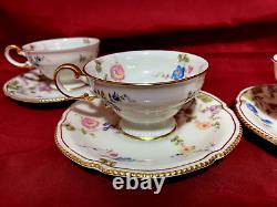 Castleton China SUNNYVALE 8 Piece Set Of 4 Each Floral Gold Trim Cups & Saucers