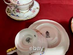 Castleton China SUNNYVALE 8 Piece Set Of 4 Each Floral Gold Trim Cups & Saucers