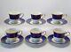 Cathy Hardwick Cobalt Indigo Blue Set Of Six Cups And Saucers Blue And Gold Trim