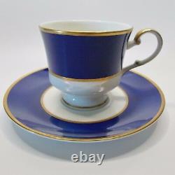 Cathy Hardwick Cobalt Indigo Blue Set Of Six Cups And Saucers Blue And Gold Trim