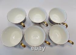 Cathy Hardwick Cobalt Indigo Blue Set Of Six Cups And Saucers Blue And Gold Trim