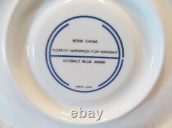 Cathy Hardwick Cobalt Indigo Blue Set Of Six Cups And Saucers Blue And Gold Trim