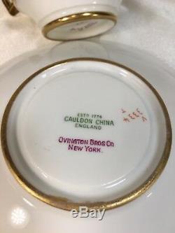 Cauldon England Gold Encrusted COBALT CUP & SAUCER SET- Ovington Bros. NY v3334