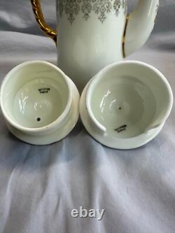 Cauldon England Porcelain Coffee Set Gilded Greek Key & Floral, 15 Pcs