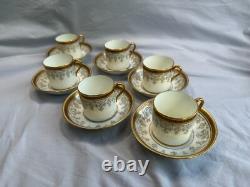 Cauldon England Porcelain Coffee Set Gilded Greek Key & Floral, 15 Pcs