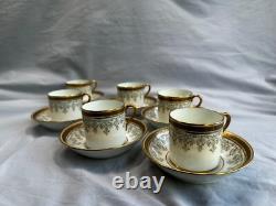 Cauldon England Porcelain Coffee Set Gilded Greek Key & Floral, 15 Pcs