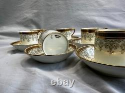 Cauldon England Porcelain Coffee Set Gilded Greek Key & Floral, 15 Pcs