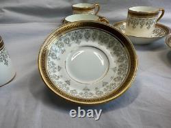 Cauldon England Porcelain Coffee Set Gilded Greek Key & Floral, 15 Pcs
