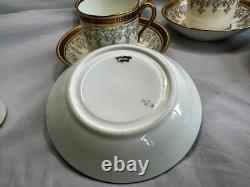 Cauldon England Porcelain Coffee Set Gilded Greek Key & Floral, 15 Pcs