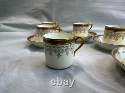 Cauldon England Porcelain Coffee Set Gilded Greek Key & Floral, 15 Pcs