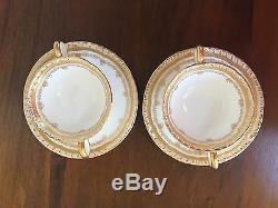 Cauldon Gold Floral Footed Bouillon Cups & Saucer Sets ca 1920 Set of 10