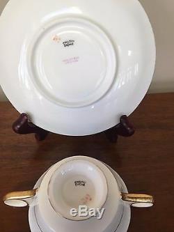 Cauldon Gold Floral Footed Bouillon Cups & Saucer Sets ca 1920 Set of 10