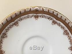 Cauldon Gold Floral Footed Bouillon Cups & Saucer Sets ca 1920 Set of 10