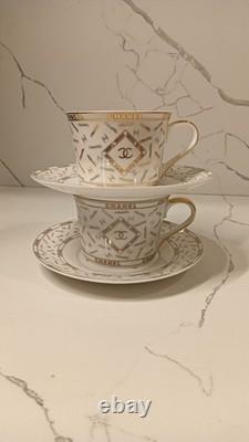 Chanel Coffee Tea Cups and Saucers Set Of 2
