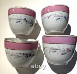 Charles Field Haviland CFH Limoges Coffee Cups/Saucers set of 4 pink gold floral