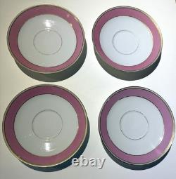 Charles Field Haviland CFH Limoges Coffee Cups/Saucers set of 4 pink gold floral