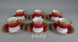 Charles Field Haviland Limoges set of 6 pink & gold coffee cups & saucers n1