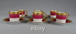 Charles Field Haviland Limoges set of 6 pink & gold coffee cups & saucers n2