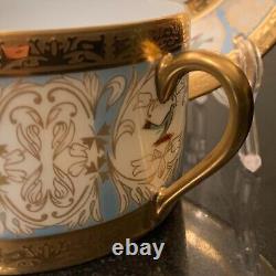 Charles Field Haviland Pompadour Birds 2 Flat Cup and Saucer Set Limoges France