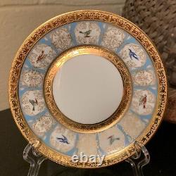 Charles Field Haviland Pompadour Birds 2 Flat Cup and Saucer Set Limoges France