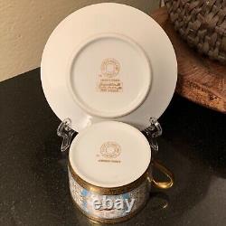 Charles Field Haviland Pompadour Birds 2 Flat Cup and Saucer Set Limoges France