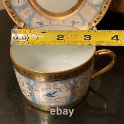 Charles Field Haviland Pompadour Birds 2 Flat Cup and Saucer Set Limoges France