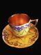 Charming Royal Doulton Fluted Canary Yellow & Gold Wreaths Demitasse Cup Saucer