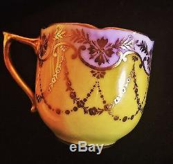 Charming royal doulton fluted canary yellow & gold wreaths demitasse cup saucer
