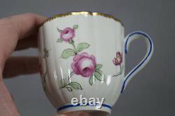 Chelsea Hand Painted Pink Roses Cobalt & Gold Coffee Cup & Saucer C. 1756-1769