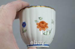 Chelsea Hand Painted Pink Roses Cobalt & Gold Coffee Cup & Saucer C. 1756-1769