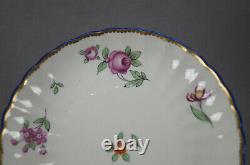 Chelsea Hand Painted Pink Roses Cobalt & Gold Coffee Cup & Saucer C. 1756-1769