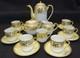 Chikaramachi Demitasse 16pc Set Coffee Pot 7 Cups 6 Saucers Gold Embossed Floral
