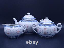 Chinese Translucent Gold Gilded-Dragon Porcelain Tea Set for 6 with Teapot