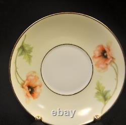 Chocolate Cups & Saucers RS Germany Set 3 Orange Poppy Sprays withGold 1910-1945