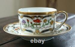 Christian Dior RENAISSANCE 4 CUPS with SAUCERS Blue & Gold Floral Scroll Design