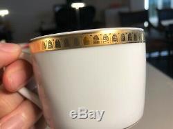 Christofle Malmaison Gold Tea Cup and Saucer Pure Gold Border SET OF 6