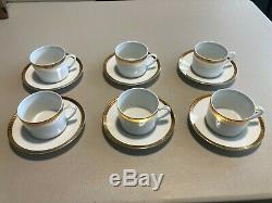 Christofle Malmaison Gold Tea Cup and Saucer Pure Gold Border SET OF 6